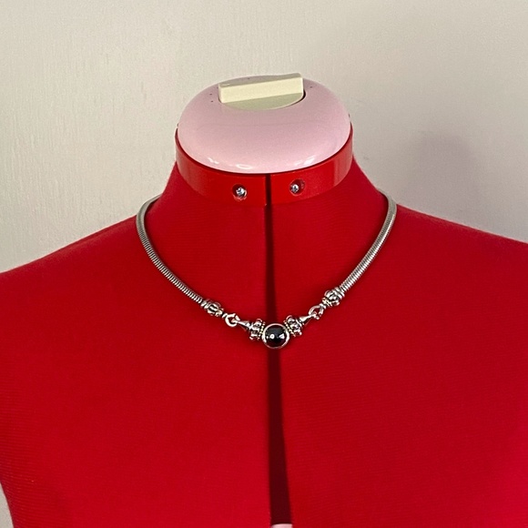 LAGOS Caviar Hematite Convertible Collar Necklace, 925 Silver & 18K Gold - Picture 6 of 14